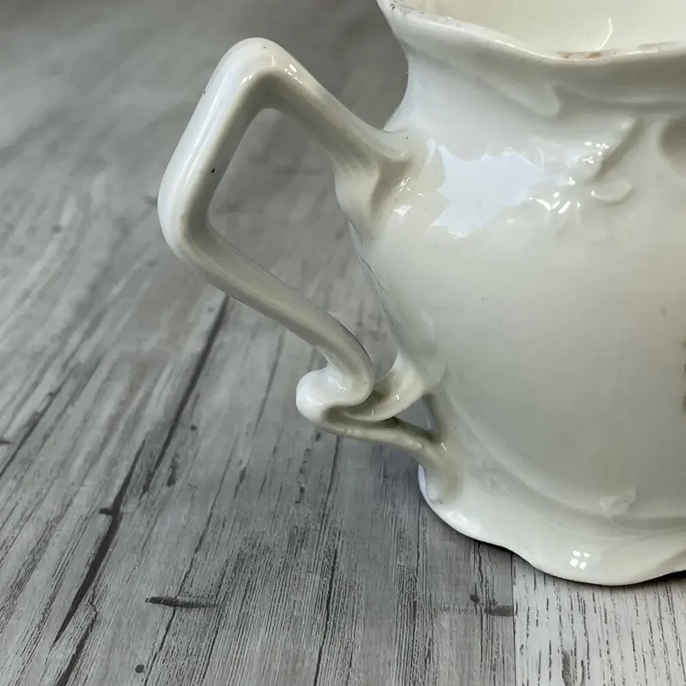 Vintage White Floral Bouquet Victorian Shaving Scuttle Mug Cup Decor